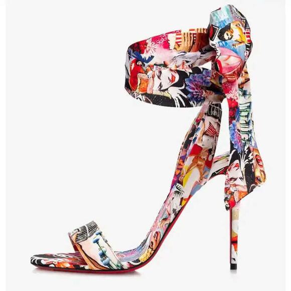 Christian Louboutin Sandale Du Desert 100 OH Xtian Lace Up Sandal Heel Pump 37.5 - Picture 5 of 9